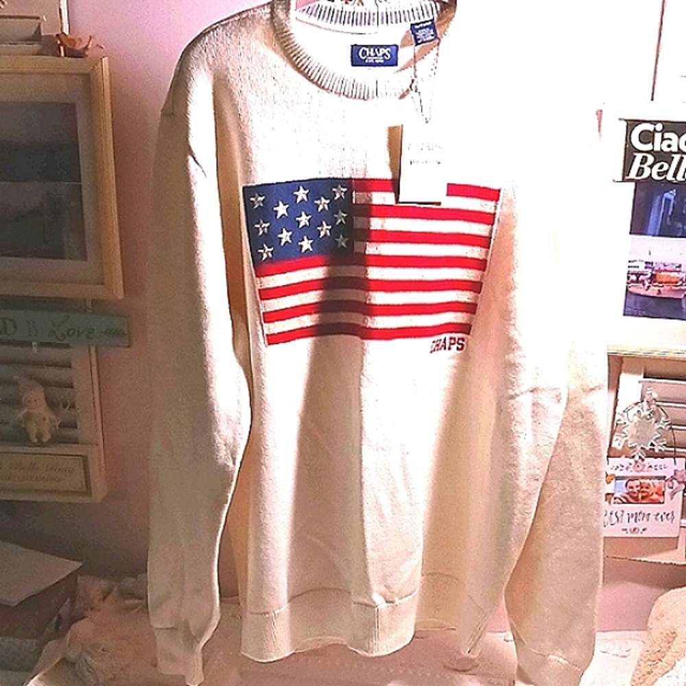 Stunning! Chaps 🇺🇲 American Flag Sweater  XL  Unisex!